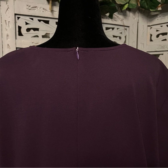 HARVE BENARD VINTAGE PERFECT PLUM PURPLE ZIP UP LONG SLEEVE PLUS MIDI DRESS - Picture 8 of 10